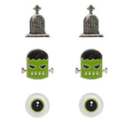 3Pairs - Enamel Halloween Frankenstein Monster Eye Tomb Stud Earring Set