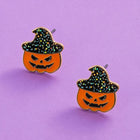Witch Hat Halloween Pumpkin Stud Earrings