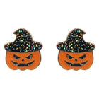 Witch Hat Halloween Pumpkin Stud Earrings