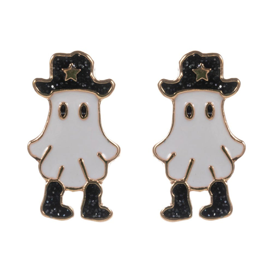 Cuter Western Cowboy Halloween Ghost Stud Earrings