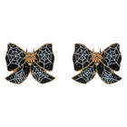 Halloween Spider Web Bow Stud Earrings