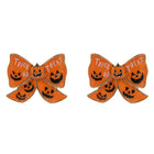 Trick or Treat Halloween Pumpkin Bow Stud Earrings