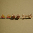 3Pairs - Autumn Leaf Acorn Squirrel Stud Earring Set