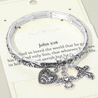 Toleel John 3:16 Message Angel Heart Cross Charm Stretch Bracelet
