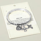 Toleel John 3:16 Message Angel Heart Cross Charm Stretch Bracelet