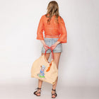 Embroidered Cat Nylon Tote Bag, Rope Handle Casual Shopping Bag