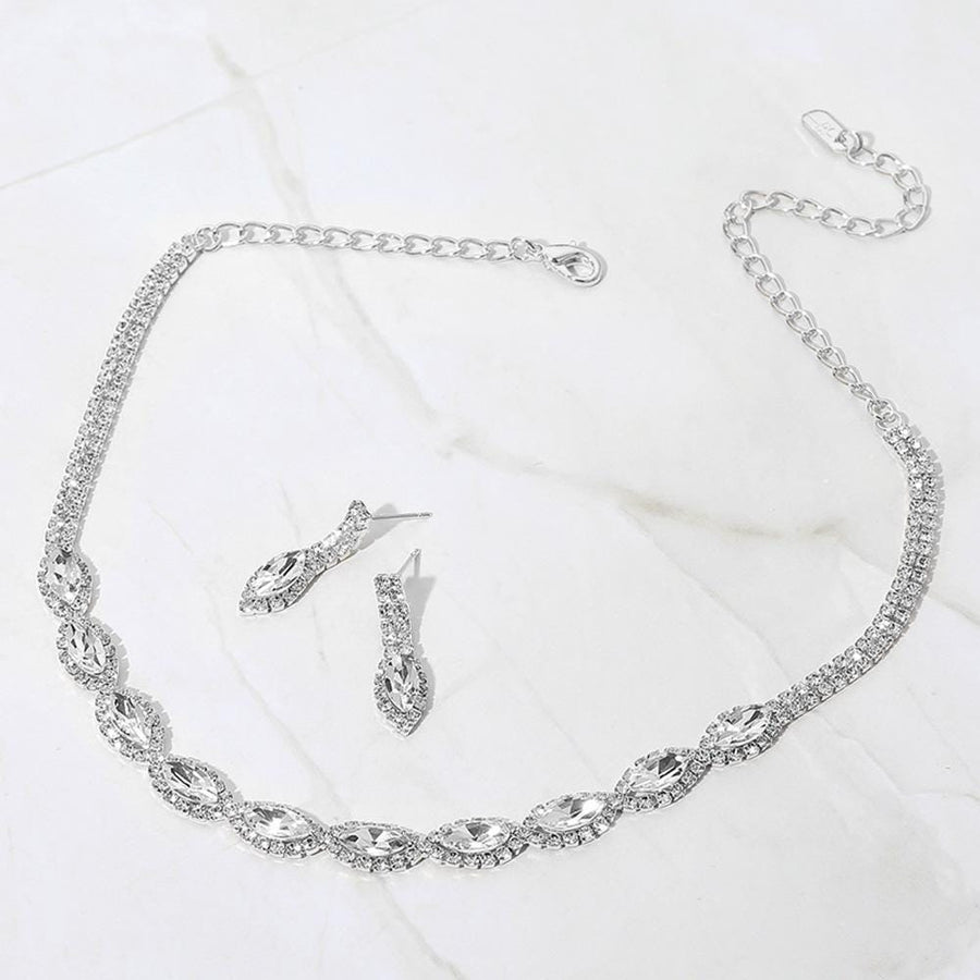 Marquise Stone Cluster Link Rhinestone Paved Evening Choker Necklace | Bridal Statement Jewelry for Wedding