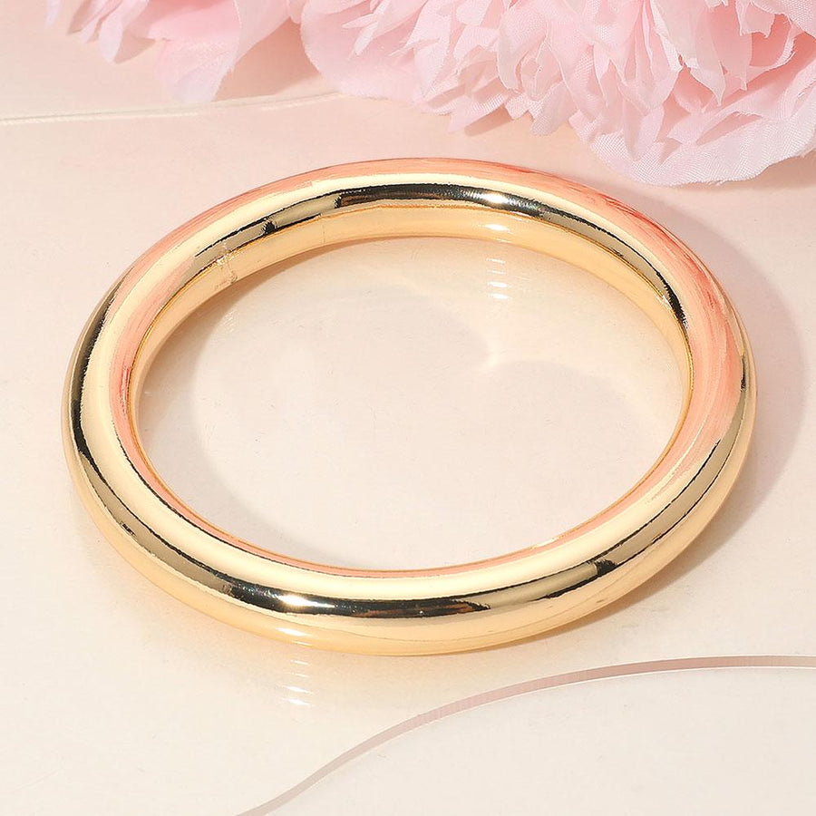 Polished Metal Dome Bangle Bracelet – Minimalist Chunky Statement Modern Everyday Jewelry