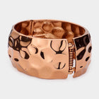 Hammered Metal Hinged Bangle Bracelet – Textured Statement Bangle, Minimal Everyday Jewelry