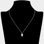 Stone Paved Pickleball Paddle Pendant Necklace | Sparkly Pickleball Lover Gift Jewelry