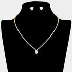 Toleel CZ Heart Rhinestone Necklace & Stud Earrings Set | Cluster Accent Jewelry | Sparkling Romantic Jewelry