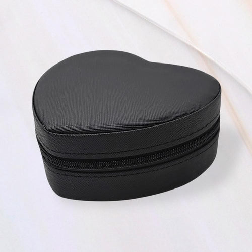 Faux Leather Heart Jewelry Box, Travel Case, Ring Earring Storage
