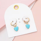 Heart Charm Huggie Hoop Earrings, Dainty Dangle Hoops, Minimalist Everyday Jewelry