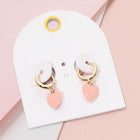 Heart Charm Huggie Hoop Earrings, Dainty Dangle Hoops, Minimalist Everyday Jewelry
