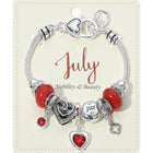 Birthstone Heart Charm Multi Beaded Bracelet – Colorful Stacking Bracelet, Thoughtful Birthday Gift