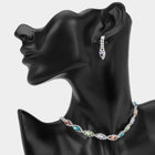Marquise Stone Cluster Link Rhinestone Paved Evening Choker Necklace | Bridal Statement Jewelry for Wedding