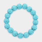 Rhinestone Pave Ball Stretch Bracelet | Sparkly Crystal Bead Bracelet | Glam Party Jewelry