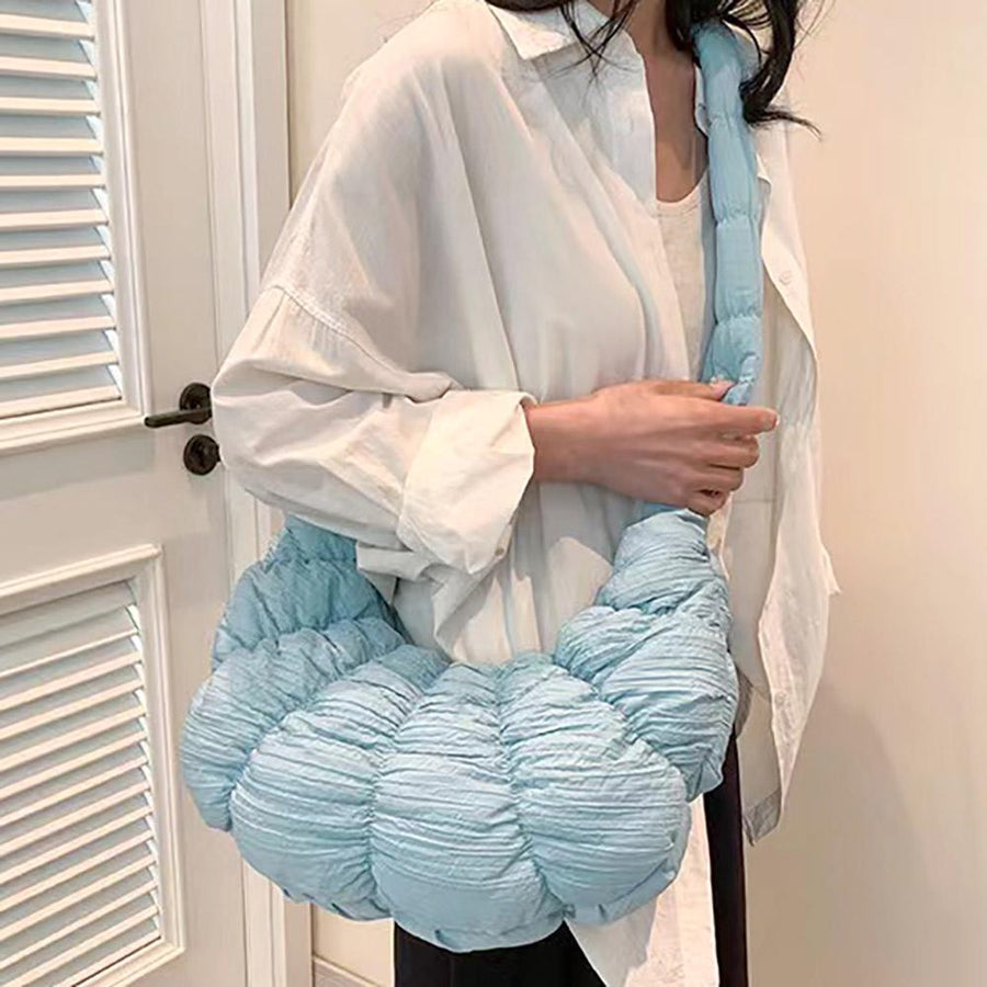 Quilted Puffer Croissant Cloud Crossbody Bag – Soft Shoulder Purse, Lightweight Everyday Handbag