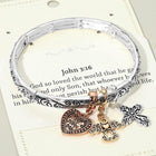 Toleel John 3:16 Message Angel Heart Cross Charm Stretch Bracelet