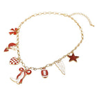 Game Day Football Charm Station Necklace | Football Fan Jewelry | Gift for Sports Lovers