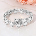 Heart Stone Cluster Link Bracelet, Adjustable Evening Jewelry for Women