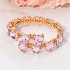 Heart Stone Cluster Link Bracelet, Adjustable Evening Jewelry for Women