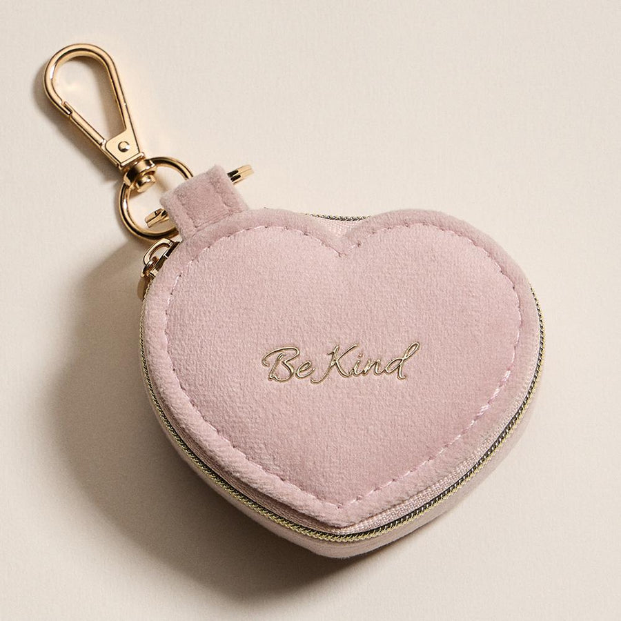 Pattern Print Heart Pouch Keychain, Mini Travel Organizer, Bag Charm