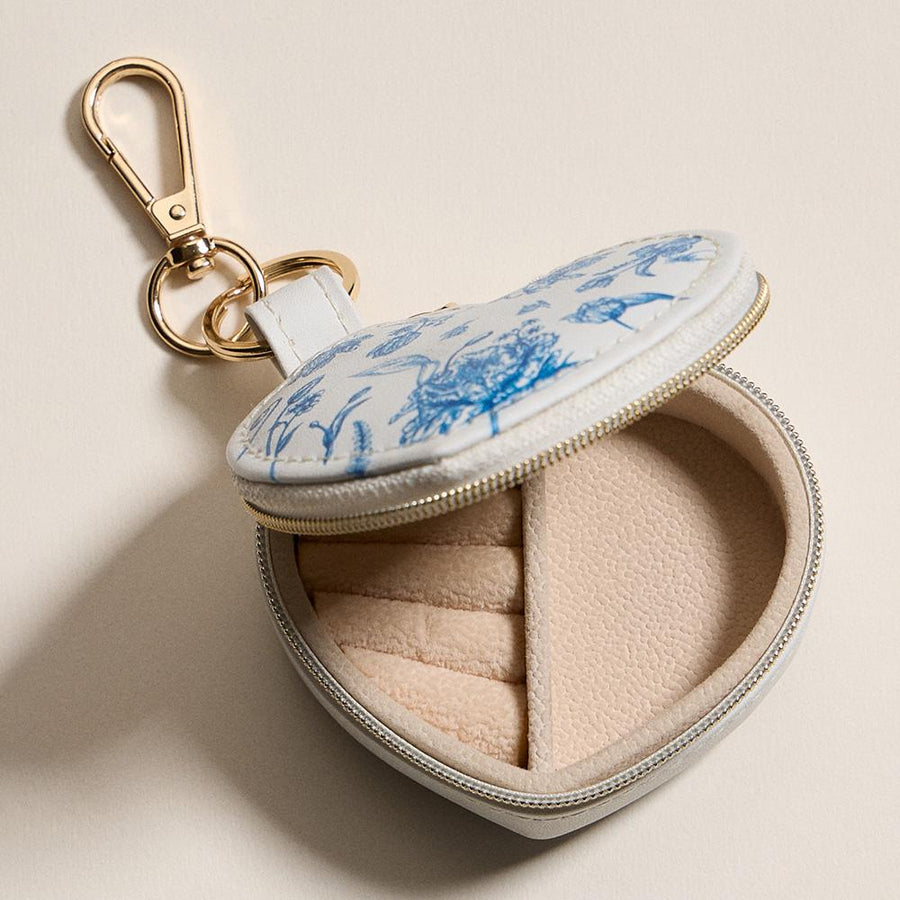 Pattern Print Heart Pouch Keychain, Mini Travel Organizer, Bag Charm