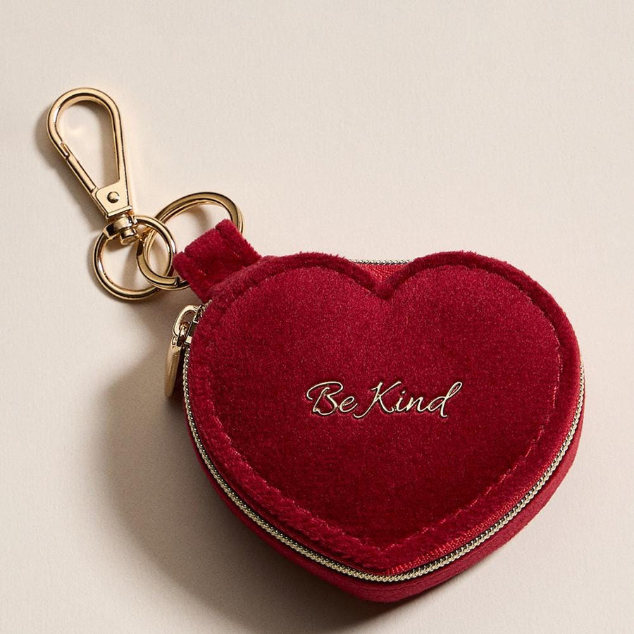 Pattern Print Heart Pouch Keychain, Mini Travel Organizer, Bag Charm