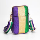 Toleel Faux Leather Mardi Gras Sparkle Crossbody Bag | Small Festival Purse | Carnival Purse