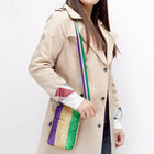 Toleel Faux Leather Mardi Gras Sparkle Crossbody Bag | Small Festival Purse | Carnival Purse