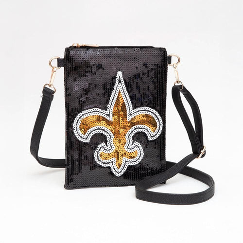 Fleur de Lis Sequin Crossbody Bag | Mardi Gras Sparkle Purse | Festival Parade Shoulder Bag