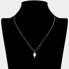Stone Paved Pickleball Paddle Pendant Necklace | Sparkly Pickleball Lover Gift Jewelry