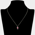 Stone Paved Pickleball Paddle Pendant Necklace | Sparkly Pickleball Lover Gift Jewelry