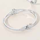 Gold Stainless Steel Quatrefoil Hinged Bangle Bracelet, Minimalist Clover Stackable Jewelry