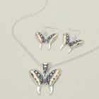 Antique Butterfly Jewelry Set, Vintage Necklace Earrings, Boho Pendant Nature Inspired