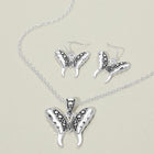 Antique Butterfly Jewelry Set, Vintage Necklace Earrings, Boho Pendant Nature Inspired