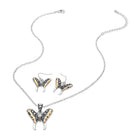 Antique Butterfly Jewelry Set, Vintage Necklace Earrings, Boho Pendant Nature Inspired