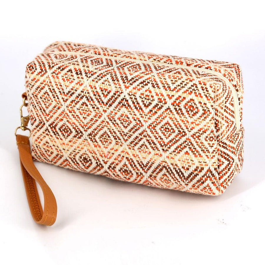 Aztec Pattern Wristlet Pouch, Boho Tribal Cosmetic Bag, Southwest Travel Clutch