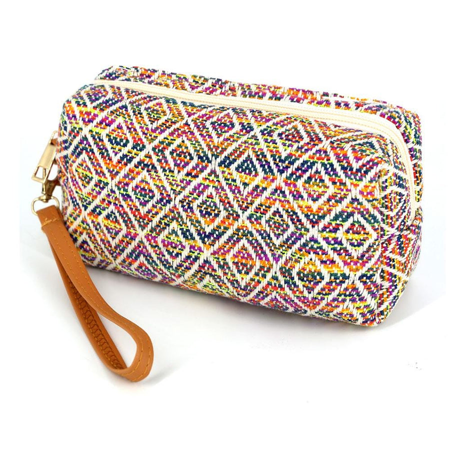 Aztec Pattern Wristlet Pouch, Boho Tribal Cosmetic Bag, Southwest Travel Clutch