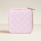 Pink Bow Jewelry Box, Square Travel Case, Mini Organizer, Zipper Closure