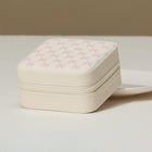 Pink Bow Jewelry Box, Square Travel Case, Mini Organizer, Zipper Closure