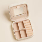 Pink Bow Jewelry Box, Square Travel Case, Mini Organizer, Zipper Closure