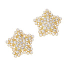 Gold Dipped Star Pearl Stud Earrings, CZ Stone Sterling Post Studs, Minimalist Everyday Jewelry