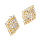 Gold Dipped Star Pearl Stud Earrings, CZ Stone Sterling Post Studs, Minimalist Everyday Jewelry