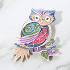 Colored Metal Owl Magnetic Brooch | Whimsical Enamel Lapel Pin, Scarf Accessory