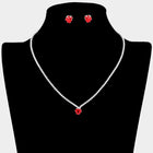 Toleel CZ Heart Rhinestone Necklace & Stud Earrings Set | Cluster Accent Jewelry | Sparkling Romantic Jewelry