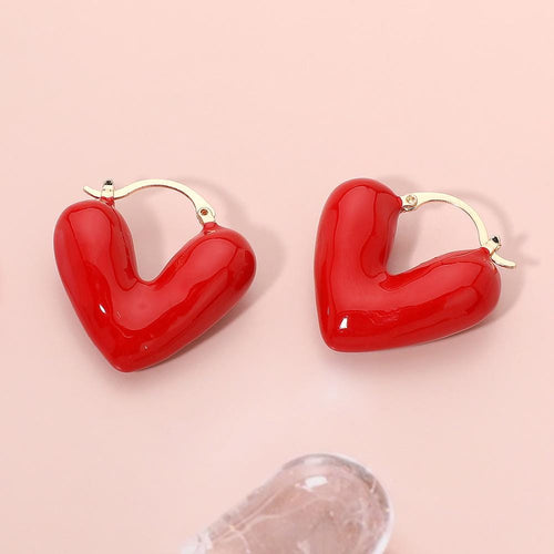 Puffy Heart Hoop Earrings, Lightweight Statement Jewelry, Every wear Accessory, Gift for her