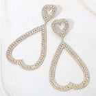 Rhinestone Open Heart Dangle Earrings, Glamorous Statement Jewelry, Evening Party Accessory