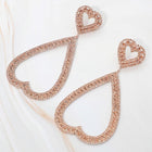 Rhinestone Open Heart Dangle Earrings, Glamorous Statement Jewelry, Evening Party Accessory